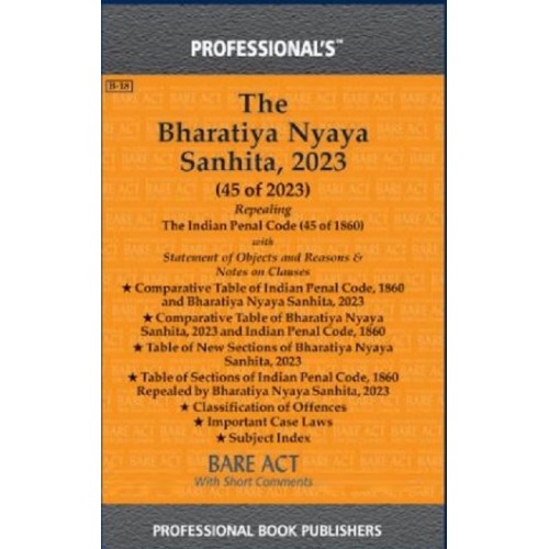 Professional Book Publisher's  The Bharatiya Nyaya Sanhita, 2023 Bare Act 2024